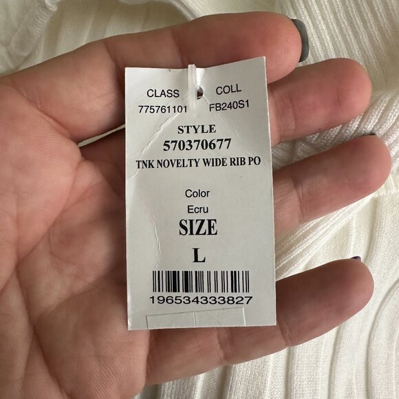 NWT White House Black Market Turtleneck Wide Rib Sweater Ecru L #WHBM11 - Picture 4 of 8
